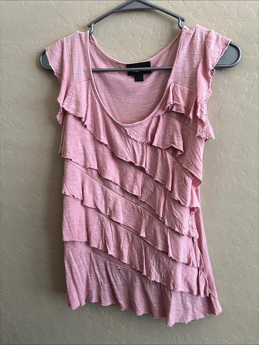 Iz Byer Pink Ruffle top